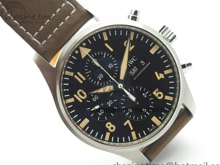 MIROTIME 0301 Pilot Chrono 20th ZF 1:1 Best Edition Black Dial On Brown Leather Strap A ZeroBulk 7236
